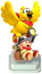 File:SMRCaptainToad&PluckyStatue.png