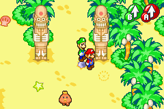 Hidden bean spot in Gwarhar Lagoon, in Mario & Luigi: Superstar Saga.