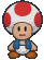 Sprite of a Toad from the Audience, facing the viewer, from Paper Mario: The Thousand-Year Door.