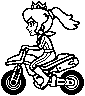 Stamp of Princess Peach in her biker outfit, from Mario Kart 8.