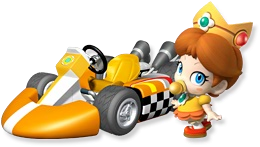 Artwork of Baby Daisy with her kart from Mario Kart Wii