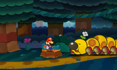 First paperization spot in Leaflitter Path of Paper Mario: Sticker Star.