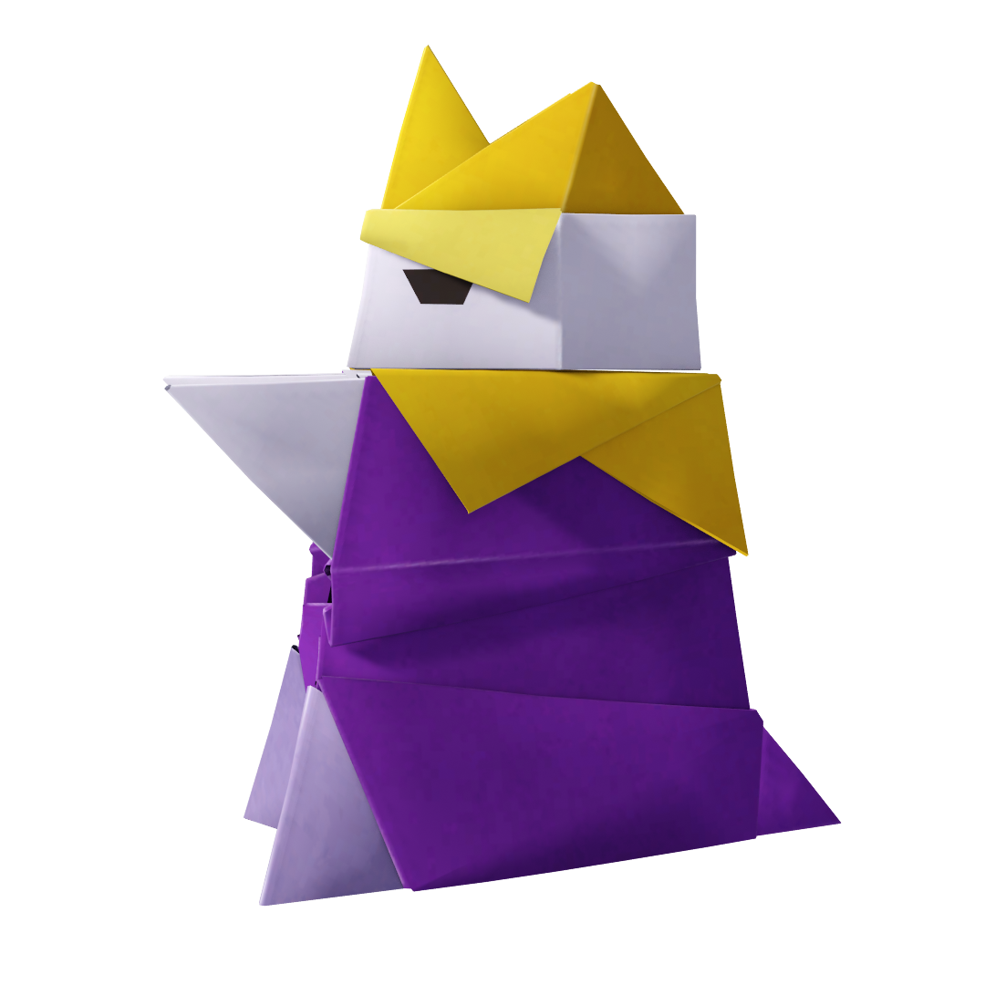 King Olly as an origami sumo wrestler