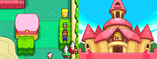 First block in Peach's Castle of Mario & Luigi: Bowser's Inside Story.
