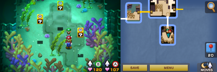 Sixth, seventh and eighth blocks in Gwarhar Lagoon of Mario & Luigi: Superstar Saga + Bowser's Minions.