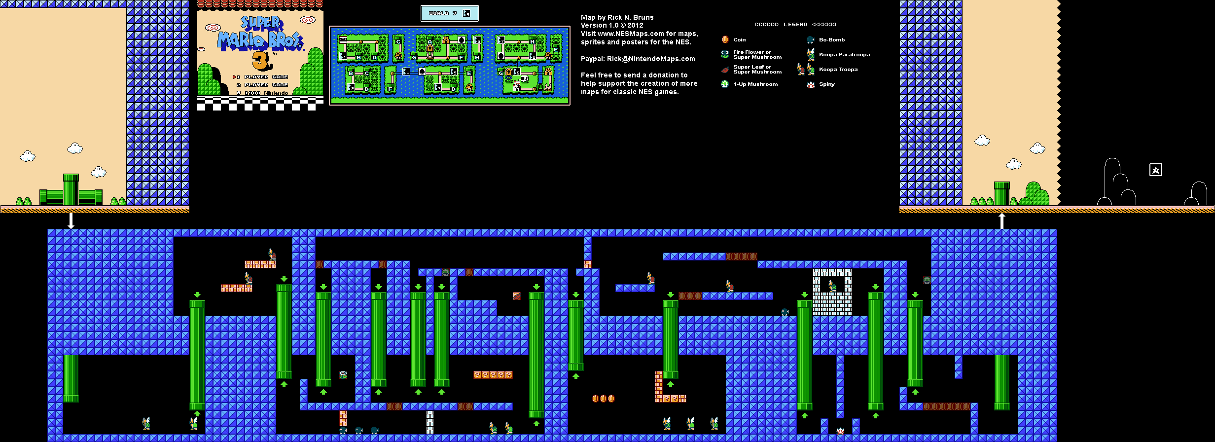 Map of World 7-5 of Super Mario Bros. 3
