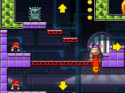 A screenshot of Room 4-9 from Mario vs. Donkey Kong 2: March of the Minis.