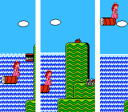 The mega jump glitch from Super Mario Bros. 2