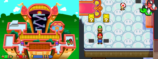 Sixteenth and seventeenth blocks in the present Princess Peach's Castle of Mario & Luigi: Partners in Time.