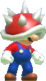 Super Mario wearing a Spiny Shell