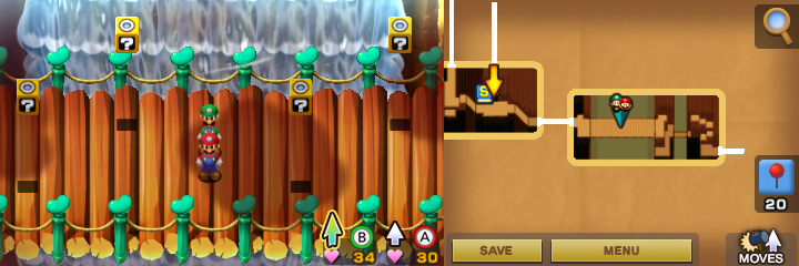 Blocks 35 to 38 in Hoohoo Mountain of Mario & Luigi: Superstar Saga + Bowser's Minions.