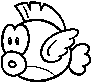 A Cheep Cheep stamp, from Mario Kart 8.