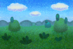 File:Green Bushes, Hills, Trees & Cloudy Sky PM BG.png