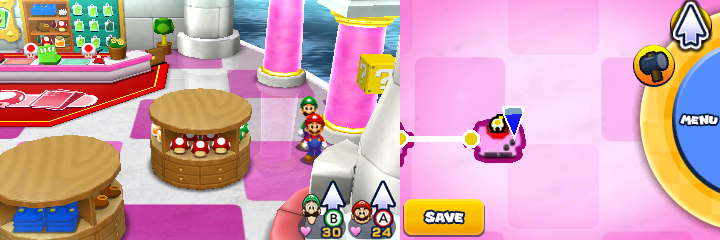 Twelfth block in non-damaged Peach's Castle of Mario & Luigi: Paper Jam.