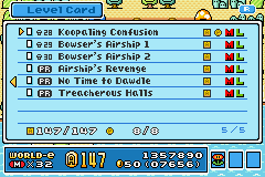 All 147 Advance Coins and eight e-Coins collected in the Virtual Console version of World-e.
