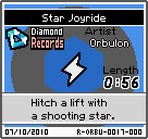 The shelf sprite of one of Orbulon's records (Star Joyride) in the game WarioWare: D.I.Y., as it appears on the top screen.