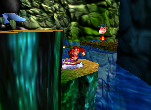 A setup for a Golden Banana for Donkey Kong in Gloomy Galleon.