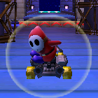 Shy Guy performing a trick.