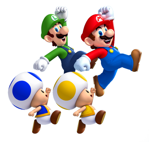 File:NSMBU Four Characters Jumping Artwork.png - Super Mario Wiki, the ...