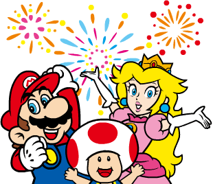 Mario, Princess Peach, and Toad.