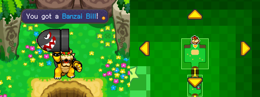 Bowser getting the Banzain Bill from Wiggler in Dimble Wood of Mario & Luigi: Bowser's Inside Story.