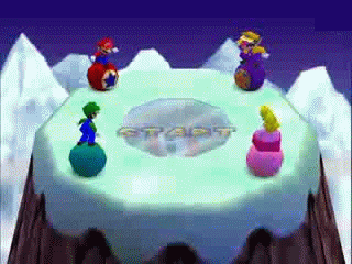 Luigi winning in the Bumper Balls minigame by doing absolutely nothing