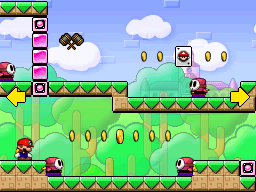 A screenshot of Room 1-5 from Mario vs. Donkey Kong 2: March of the Minis.