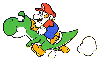 Official artwork of Mario riding Yoshi