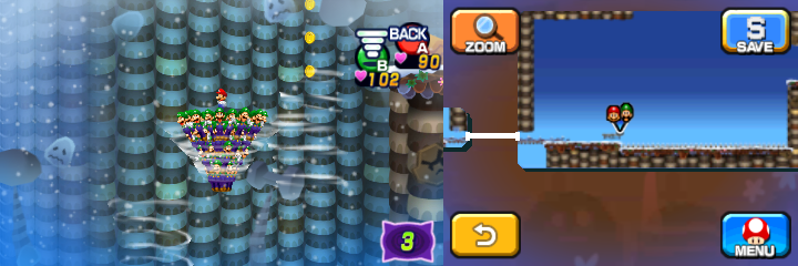 Mario and Luiginoids (in the shape of a cone) near 3 Coins in Dreamy Mount Pajamaja accessed by the Mega Pi'illo named Shawn of Mario & Luigi: Dream Team.