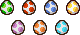 Early sprites of Yoshi's Eggs, with duller colors