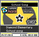 The shelf sprite of one of Ashley's records (School Song) in the game WarioWare: D.I.Y., as it appears on the top screen.