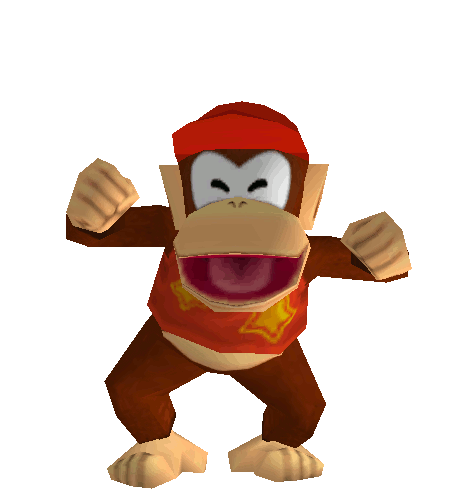One of Diddy Kong's award animations from Mario Kart Wii