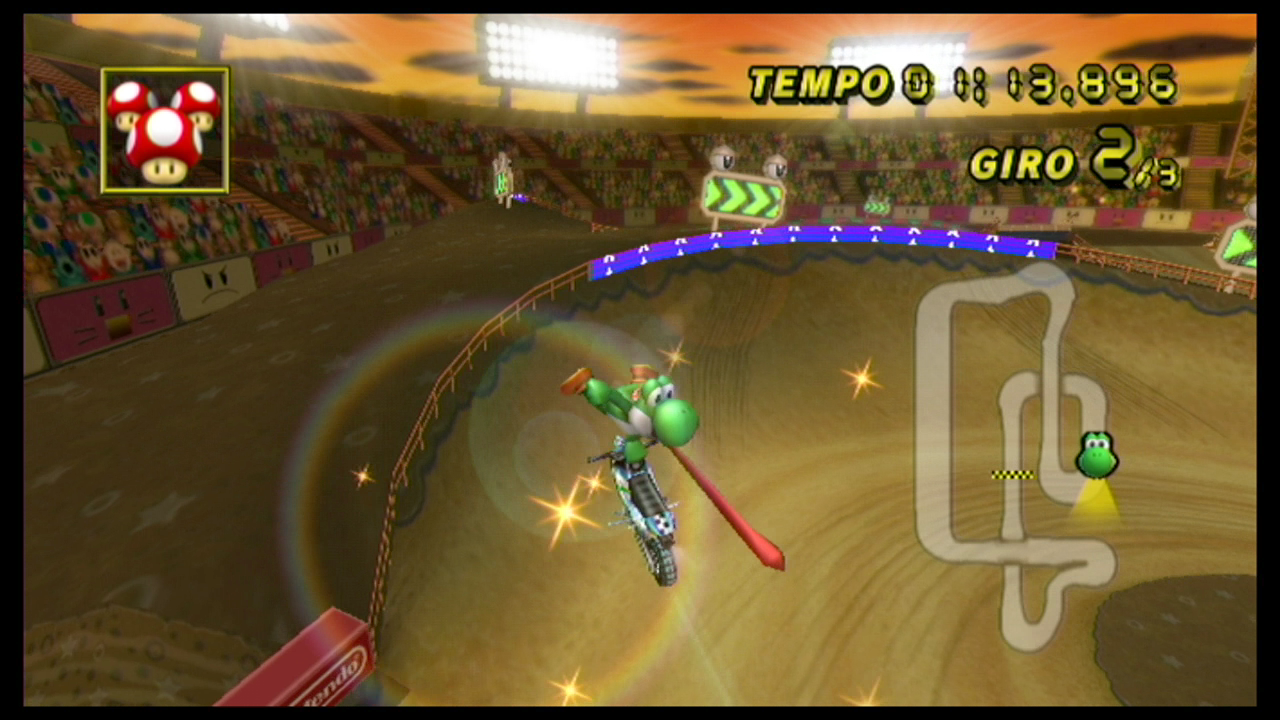 Yoshi, on a Standard Bike, performing a "high right" trick.