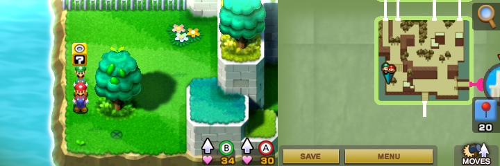 First block in Beanbean Fields of Mario & Luigi: Superstar Saga + Bowser's Minions.
