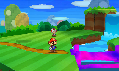 First paperization spot in Warm Fuzzy Plains of Paper Mario: Sticker Star.