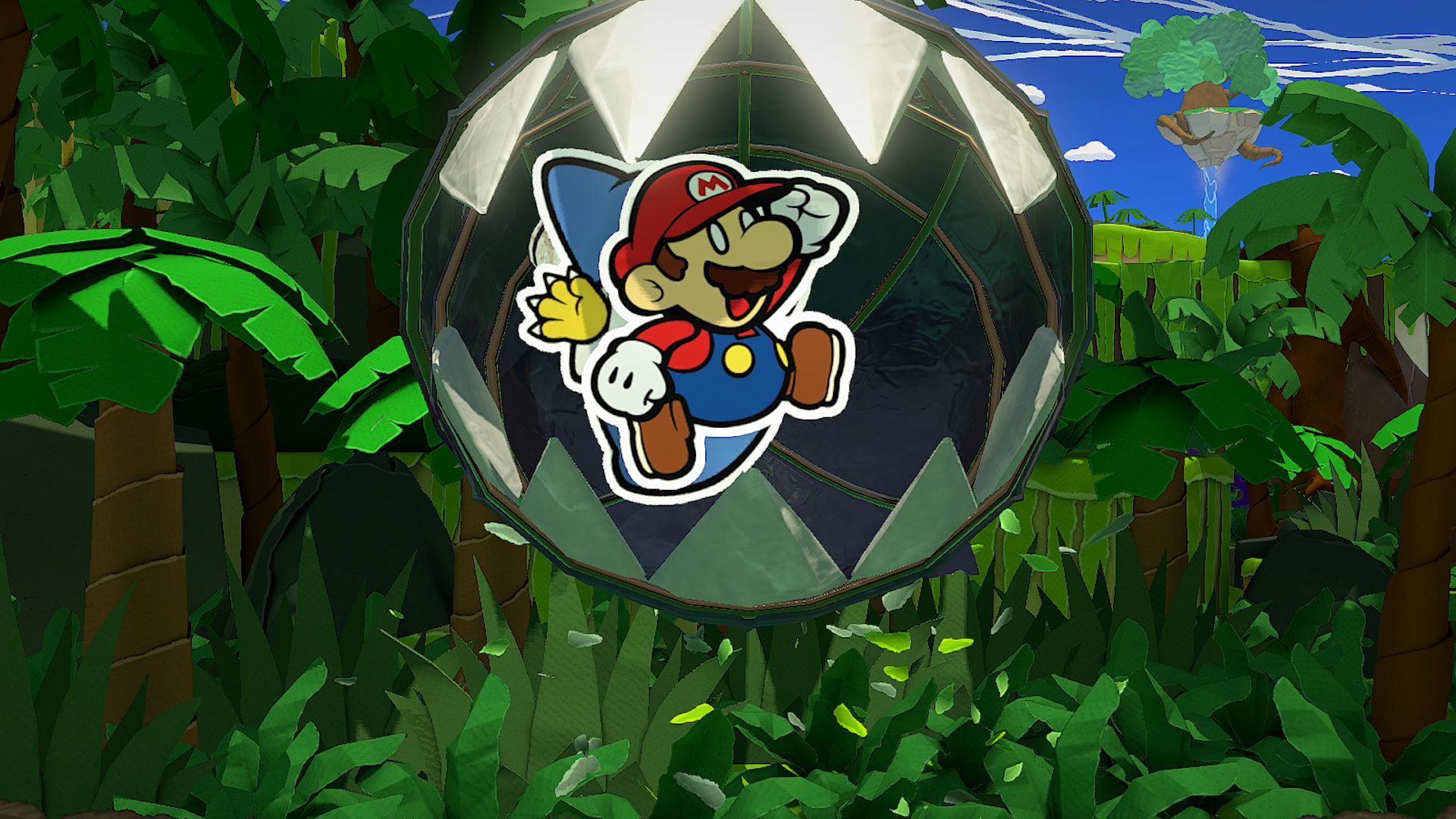 The Paper Macho Chain Chomp attacking Mario