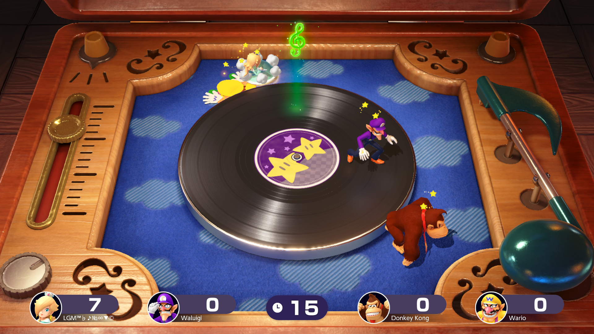 Dizzy Dancing Fight through the dizziness to grab the clefs hovering above the record. Collect the most clefs to win!