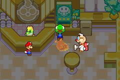 Professor E. Gadd sucking up a ghost in Mario & Luigi: Superstar Saga