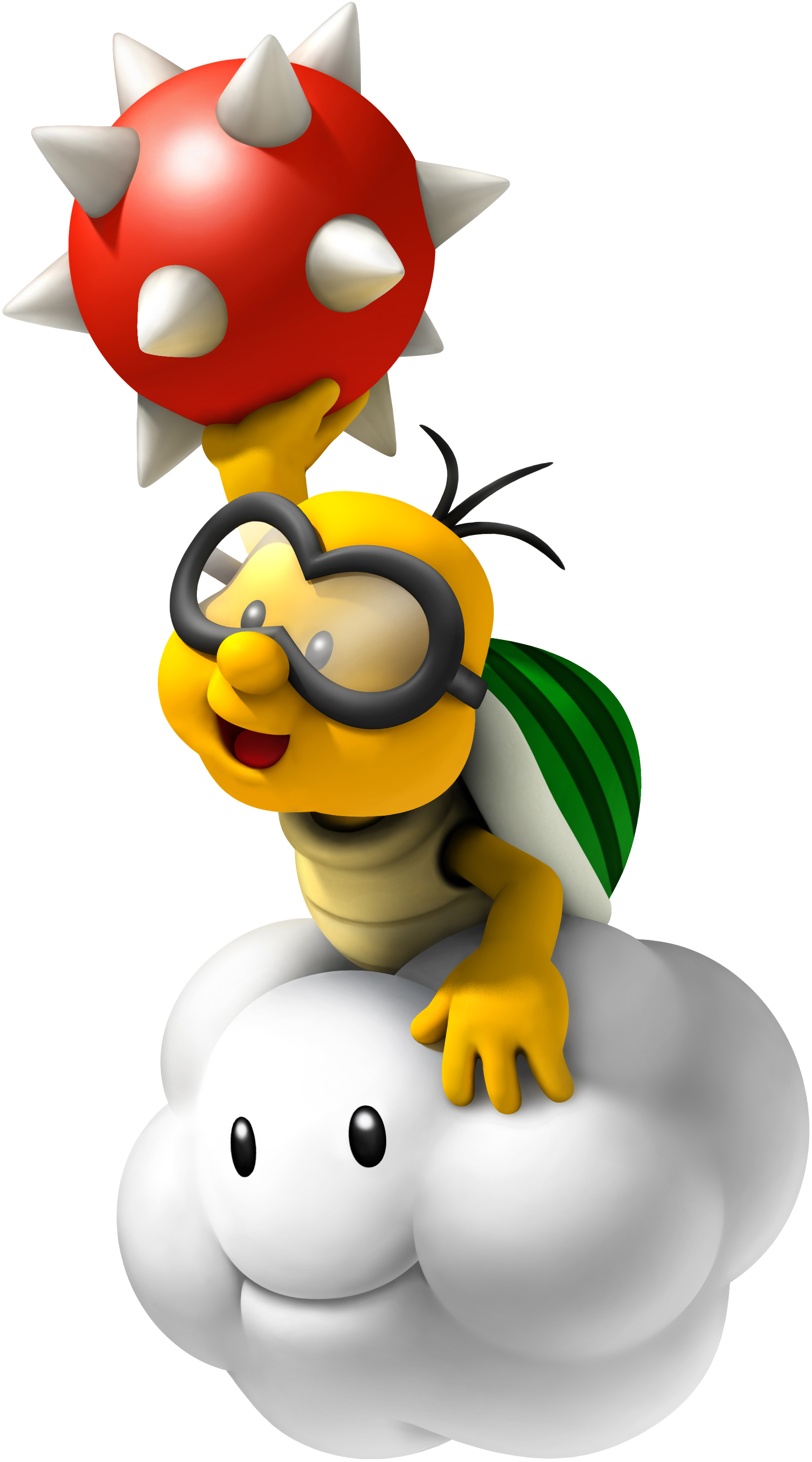 Artwork of Lakitu holding a Spiny Egg in New Super Mario Bros. Wii