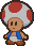 A red Toad in Paper Mario