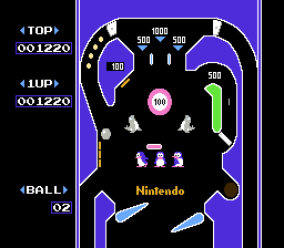 Gameplay of the top screen in Pinball
