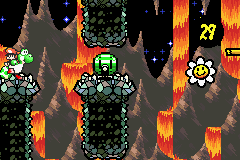 Flower 3: After reaching the Turtle Cannon, Yoshi must jump on the Bullet Bill to gain momentum and climb up a high passage and cross to the other side.
