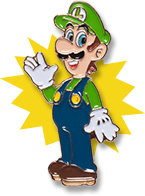 Promotional Luigi pin, for The Year of Luigi