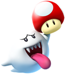 Artwork of Boo with a Dash Mushroom, from Mario Party: Island Tour.