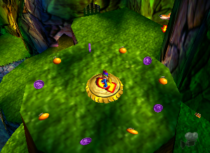 A set of purple Banana Coins in Jungle Japes.