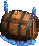 Sprite of a Drop Barrel from Donkey Kong Country 3: Dixie Kong's Double Trouble!