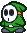 Battle idle animation of a green Shy Guy from Paper Mario