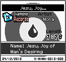 The shelf sprite of one of Mona's records (Jesu, Joy...) in the game WarioWare: D.I.Y., as it appears on the top screen.
