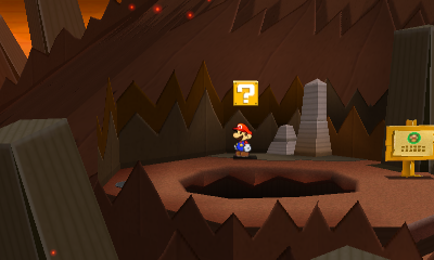 First ? Block in Rumble Volcano of Paper Mario: Sticker Star.
