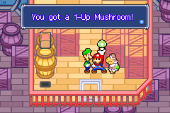 Mario getting a 1-Up Mushroom from a Bowser Baddie in Koopa Cruiser of Mario & Luigi: Superstar Saga.